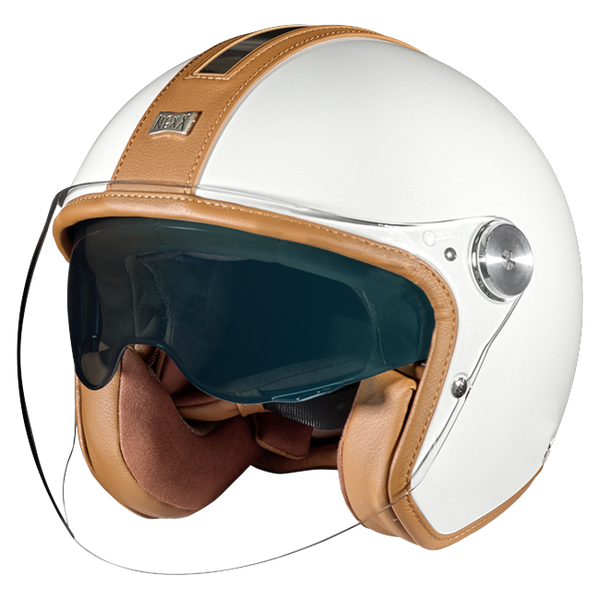 Nexx X.G30 Groovy White Camel Jet Helmet – front three-quarter view