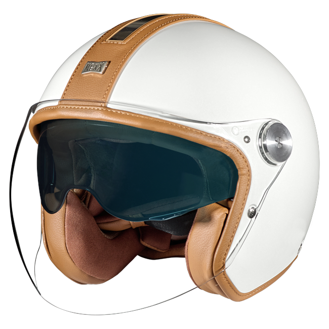 Nexx X.G30 Groovy White Camel Jet Helmet – front three-quarter view