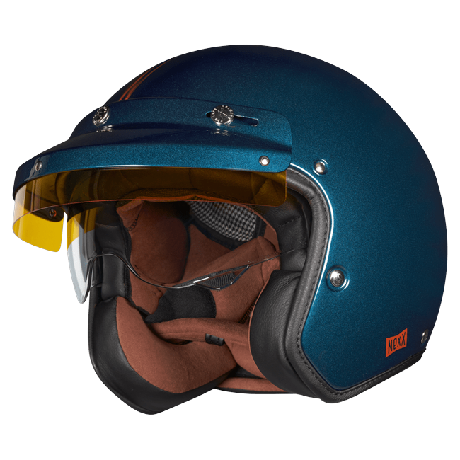 Nexx X.G30 Lagoon Blue Copper Jet Helmet – front three-quarter view