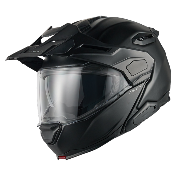 Nexx X.LIFECOUNTRY Plain Black Adventure Flip-Up Helmet – front three-quarter view