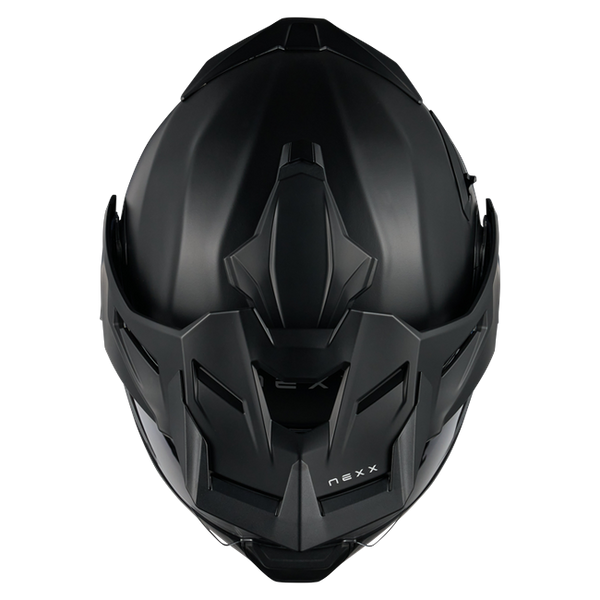 Nexx X.LIFECOUNTRY Plain Black Adventure Flip-Up Helmet – top view