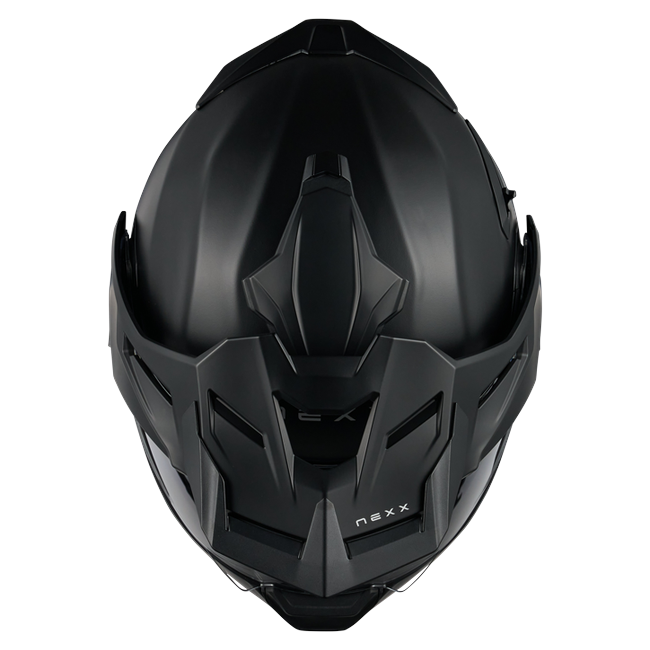 Nexx X.LIFECOUNTRY Plain Black Adventure Flip-Up Helmet – top view