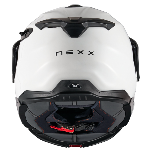 Nexx X.LIFECOUNTRY Plain White Adventure Flip-Up Helmet – rear view