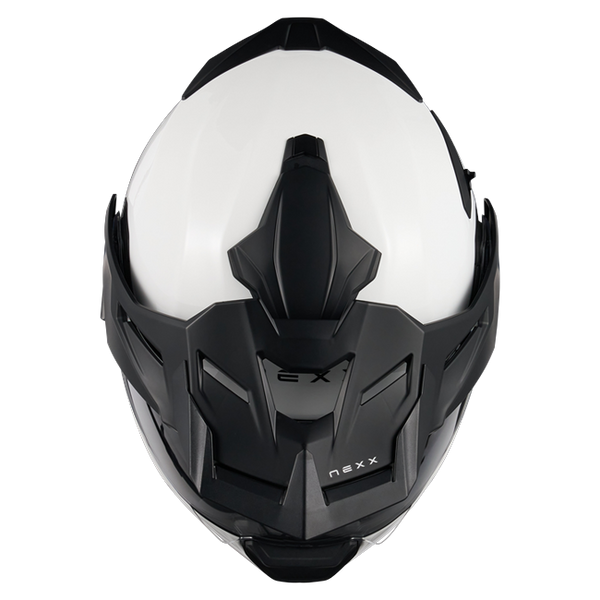 Nexx X.LIFECOUNTRY Plain White Adventure Flip-Up Helmet – top view