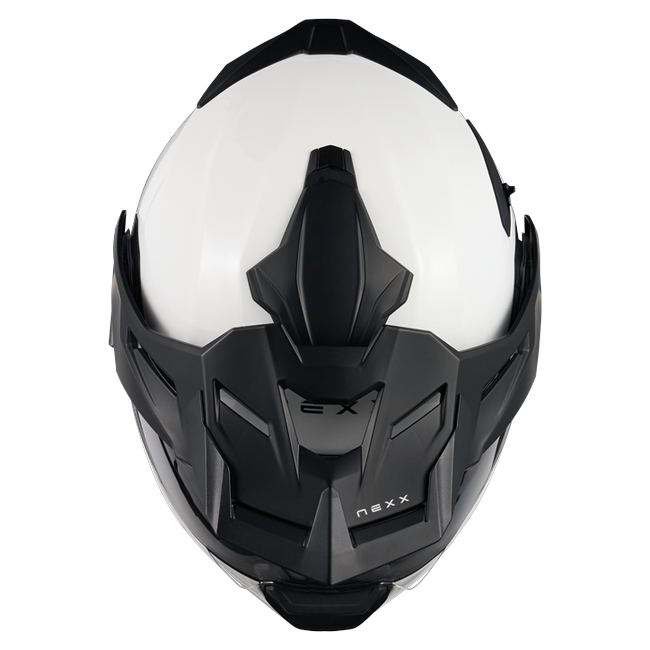 Nexx X.LIFECOUNTRY Plain White Adventure Flip-Up Helmet – top view