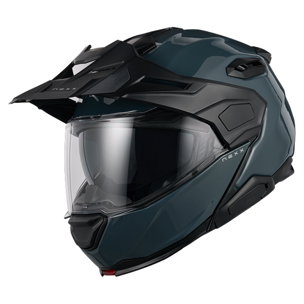 Nexx X.LIFECOUNTRY Plain Wild Blue Adventure Flip-Up Helmet – front three-quarter view