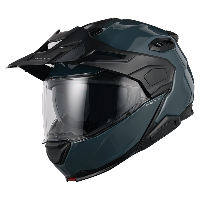 Nexx X.LIFECOUNTRY Plain Wild Blue Adventure Flip-Up Helmet – front three-quarter view