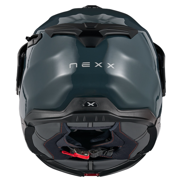 Nexx X.LIFECOUNTRY Plain Wild Blue Adventure Flip-Up Helmet – rear view