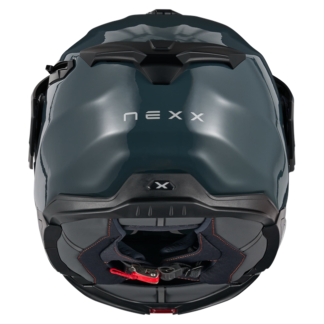 Nexx X.LIFECOUNTRY Plain Wild Blue Adventure Flip-Up Helmet – rear view