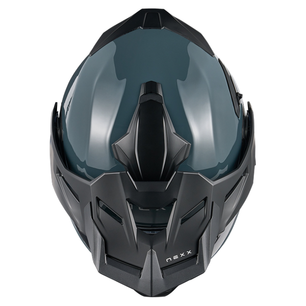 Nexx X.LIFECOUNTRY Plain Wild Blue Adventure Flip-Up Helmet – top view