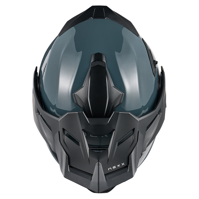 Nexx X.LIFECOUNTRY Plain Wild Blue Adventure Flip-Up Helmet – top view