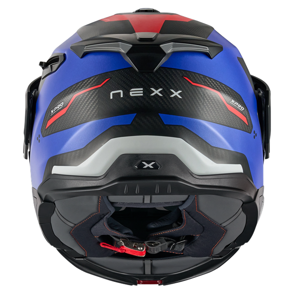 Nexx X.LIFECOUNTRY Terra Blue Red Adventure Flip-Up Helmet – rear view