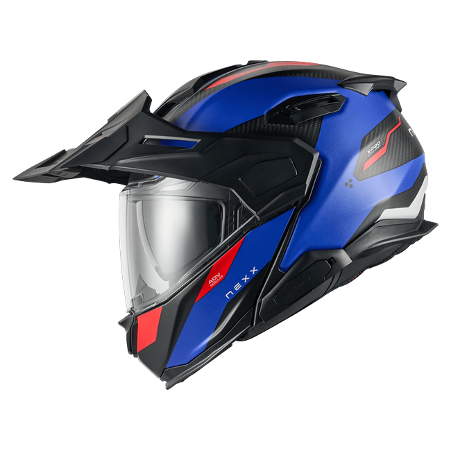 Nexx X.LIFECOUNTRY Terra Blue Red Adventure Flip-Up Helmet – side view
