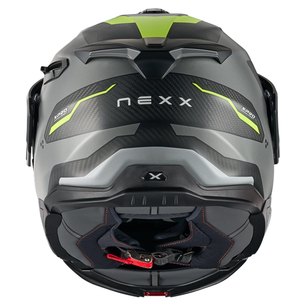Nexx X.LIFECOUNTRY Terra Grey Neon Adventure Flip-Up Helmet – rear view