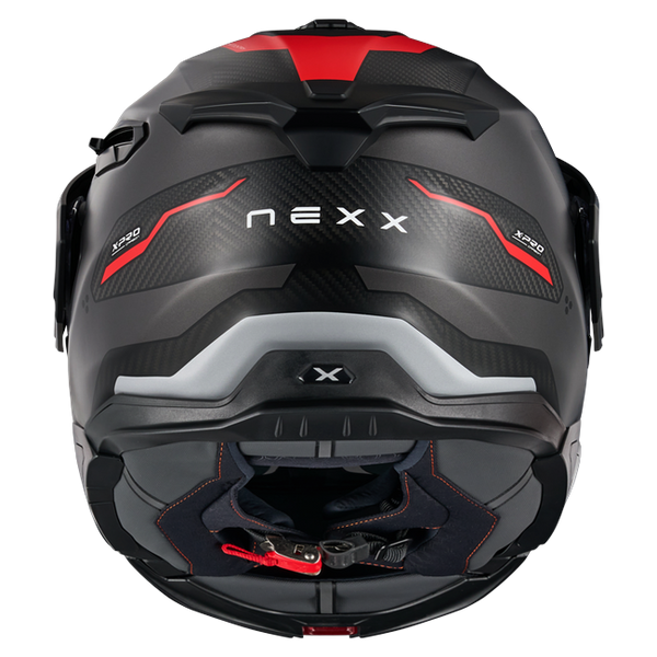 Nexx X.LIFECOUNTRY Terra Grey Red Adventure Flip-Up Helmet – rear view