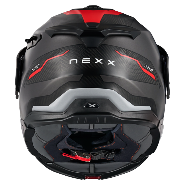 Nexx X.LIFECOUNTRY Terra Grey Red Adventure Flip-Up Helmet – rear view