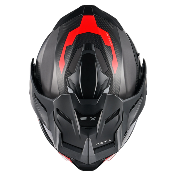 Nexx X.LIFECOUNTRY Terra Grey Red Adventure Flip-Up Helmet – top view