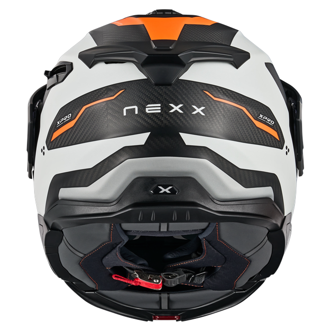 Nexx X.LIFECOUNTRY Terra White Orange Adventure Flip-Up Helmet – rear view