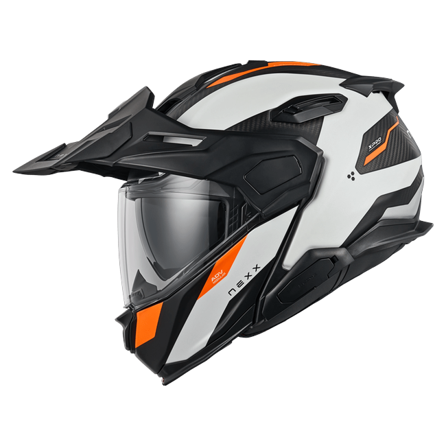 Nexx X.LIFECOUNTRY Terra White Orange Adventure Flip-Up Helmet – side view