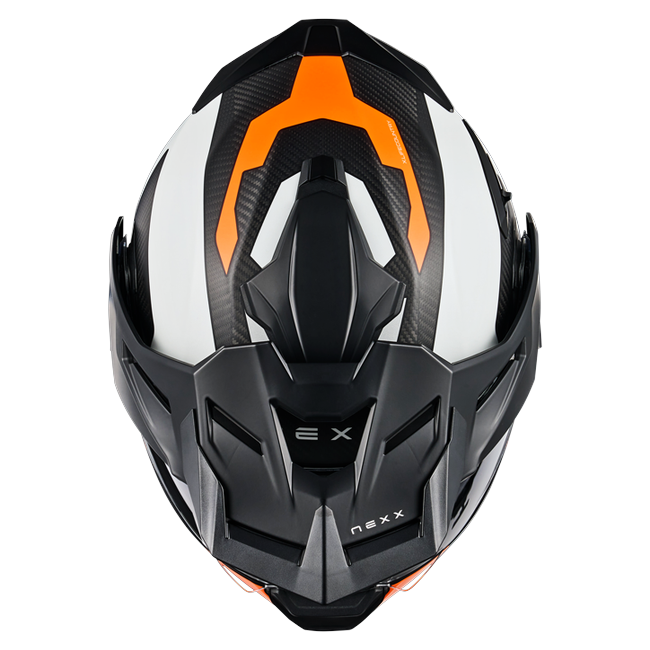 Nexx X.LIFECOUNTRY Terra White Orange Adventure Flip-Up Helmet – top view