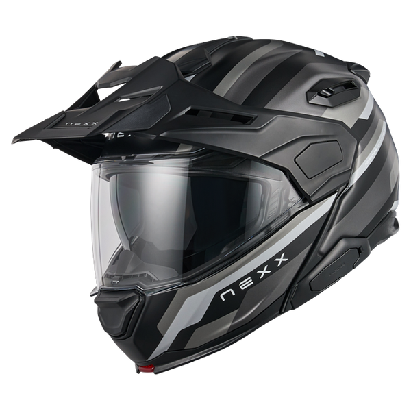 Nexx X.LIFECOUNTRY Westbound Black Grey Adventure Flip-Up Helmet – front three-quarter view