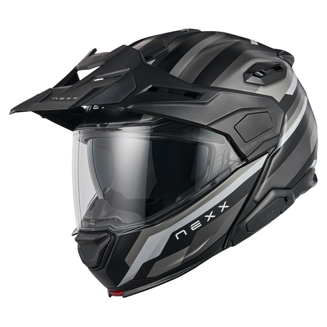 Nexx X.LIFECOUNTRY Westbound Black Grey Adventure Flip-Up Helmet – front three-quarter view
