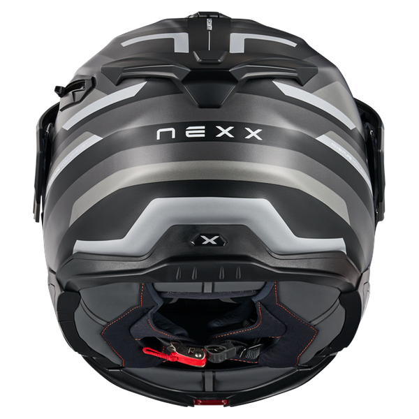 Nexx X.LIFECOUNTRY Westbound Black Grey Adventure Flip-Up Helmet – rear view
