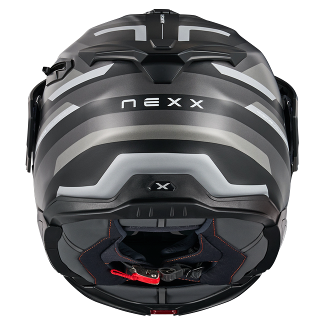 Nexx X.LIFECOUNTRY Westbound Black Grey Adventure Flip-Up Helmet – rear view