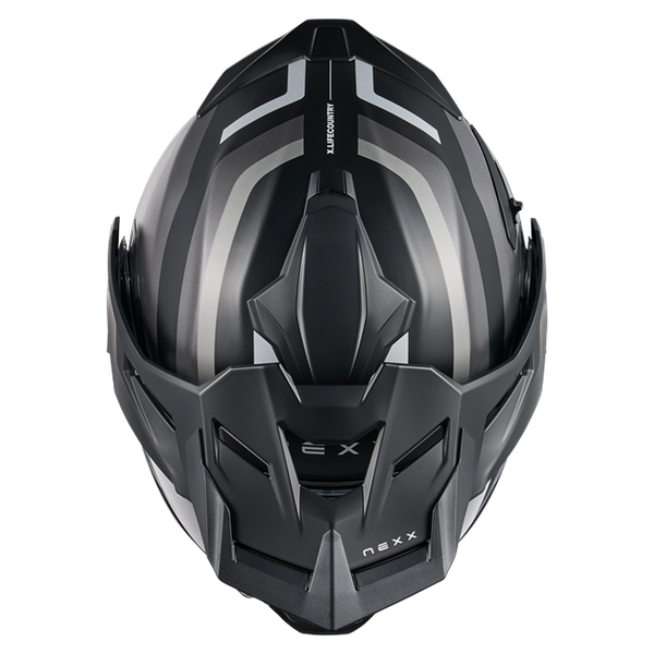 Nexx X.LIFECOUNTRY Westbound Black Grey Adventure Flip-Up Helmet – top view
