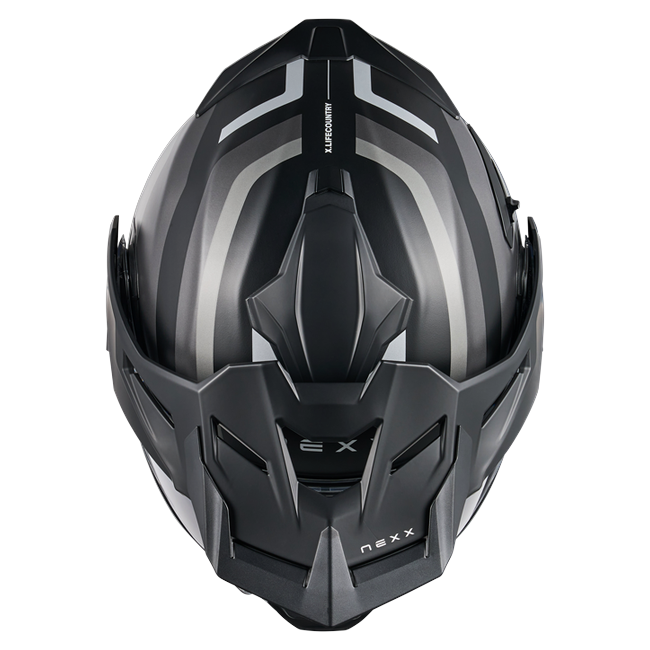Nexx X.LIFECOUNTRY Westbound Black Grey Adventure Flip-Up Helmet – top view