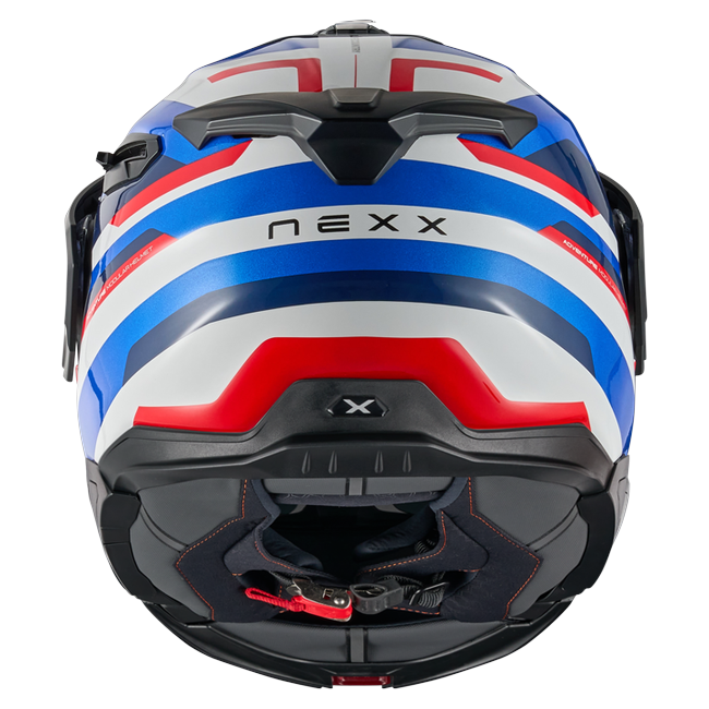 Nexx X.LIFECOUNTRY Westbound Blue Red Adventure Flip-Up Helmet – rear view