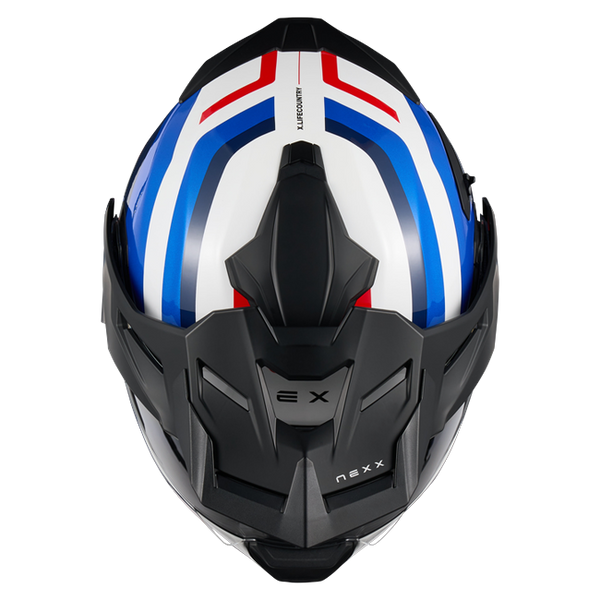 Nexx X.LIFECOUNTRY Westbound Blue Red Adventure Flip-Up Helmet – top view