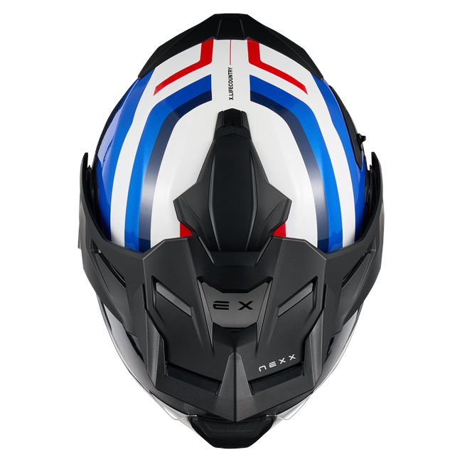 Nexx X.LIFECOUNTRY Westbound Blue Red Adventure Flip-Up Helmet – top view