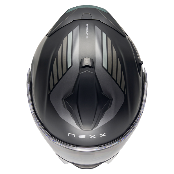 Nexx X.LIFETOUR Globe Black Grey Touring Flip-Up Helmet – top view