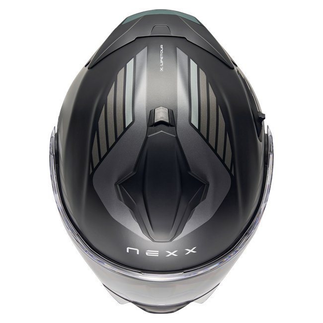 Nexx X.LIFETOUR Globe Black Grey Touring Flip-Up Helmet – top view