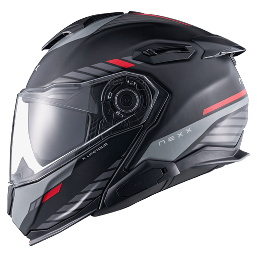 Nexx X.LIFETOUR Globe Black Red Touring Flip-Up Helmet