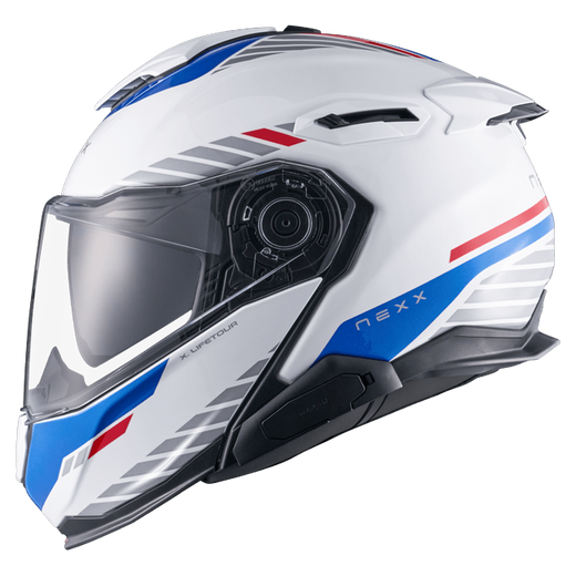 Nexx X.LIFETOUR Globe White Blue Touring Flip-Up Helmet