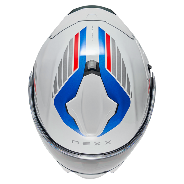Nexx X.LIFETOUR Globe White Blue Touring Flip-Up Helmet – top view