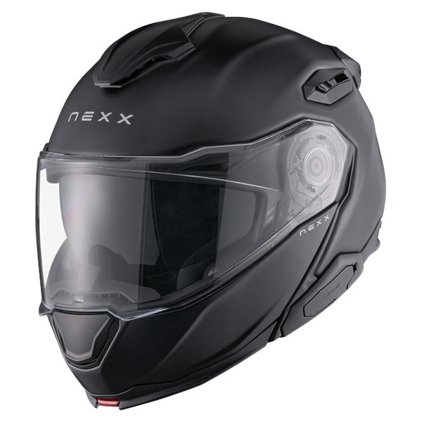 Nexx X.LIFETOUR Plain Black Touring Flip-Up Helmet – front three-quarter view