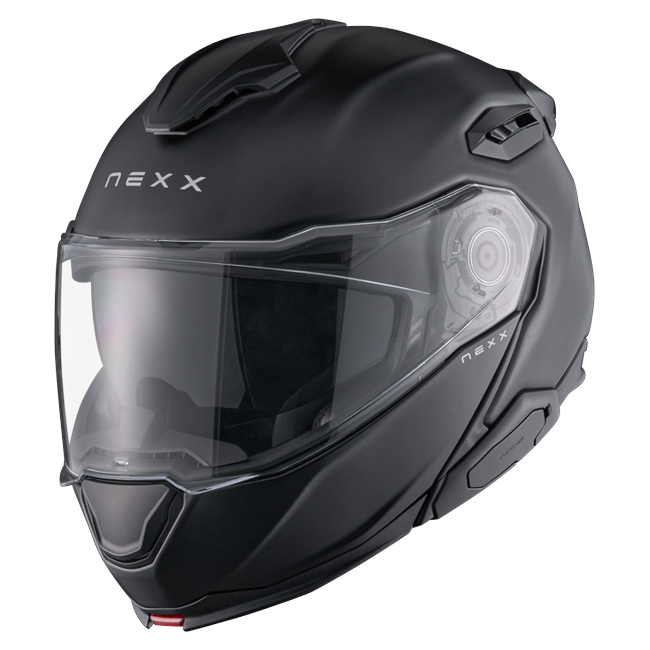 Nexx X.LIFETOUR Plain Black Touring Flip-Up Helmet – front three-quarter view
