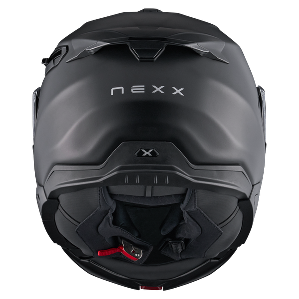 Nexx X.LIFETOUR Plain Black Touring Flip-Up Helmet – rear view