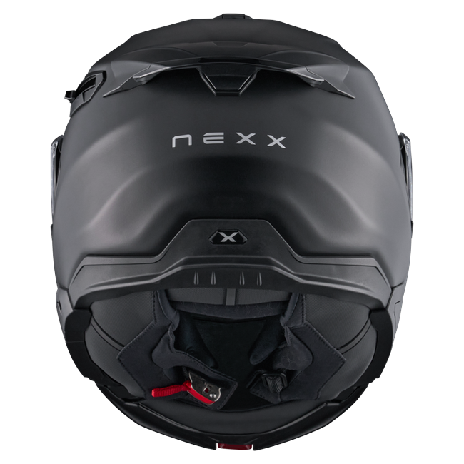 Nexx X.LIFETOUR Plain Black Touring Flip-Up Helmet – rear view