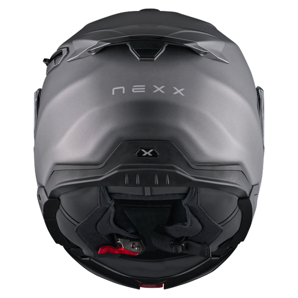 Nexx X.LIFETOUR Plain Titanium Touring Flip-Up Helmet – rear view