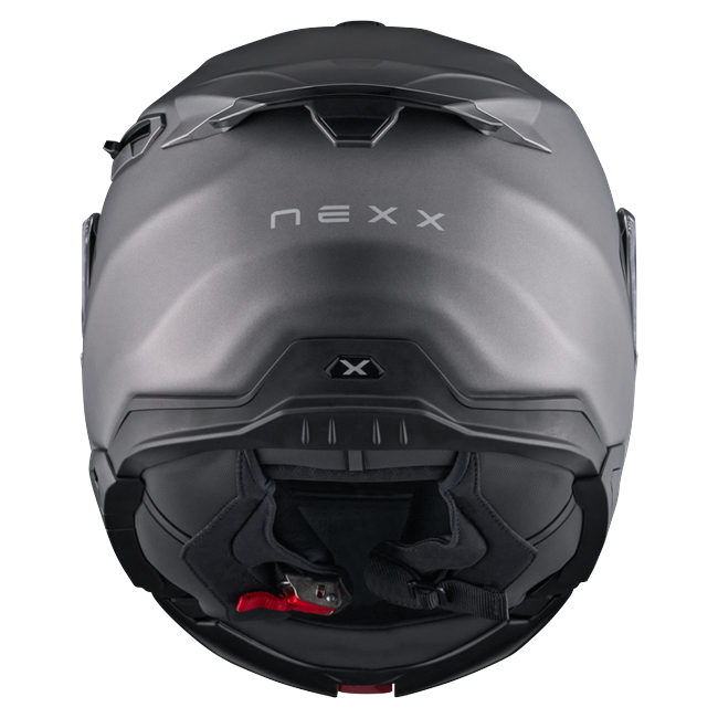 Nexx X.LIFETOUR Plain Titanium Touring Flip-Up Helmet – rear view