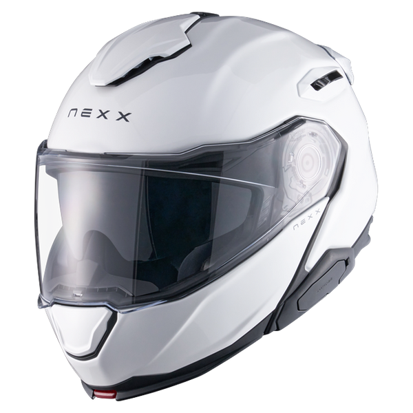 Nexx X.LIFETOUR Plain White Touring Flip-Up Helmet – front three-quarter view