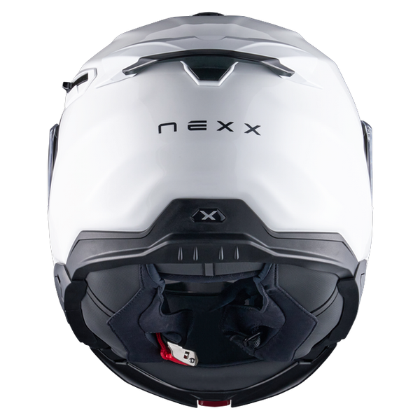 Nexx X.LIFETOUR Plain White Touring Flip-Up Helmet – rear view