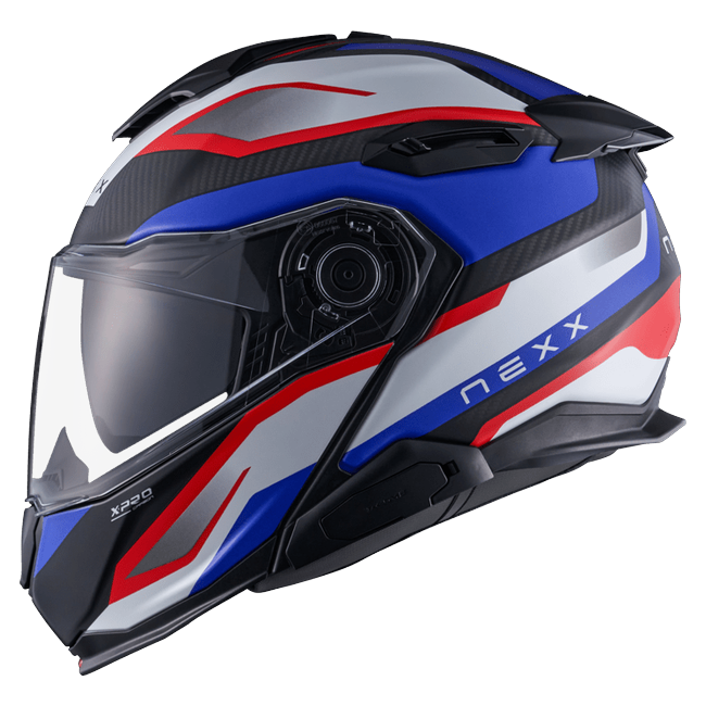Nexx X.LIFETOUR Pro Mile Blue Red Touring Flip-Up Helmet – side view