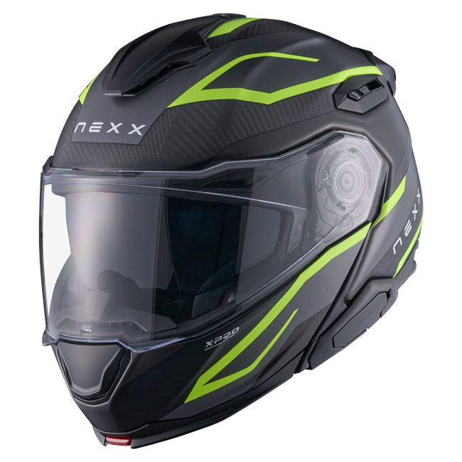 Nexx X.LIFETOUR Pro Mile Neon Grey Touring Flip-Up Helmet – front three-quarter view
