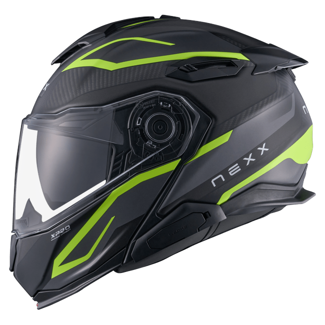 Nexx X.LIFETOUR Pro Mile Neon Grey Touring Flip-Up Helmet – side view