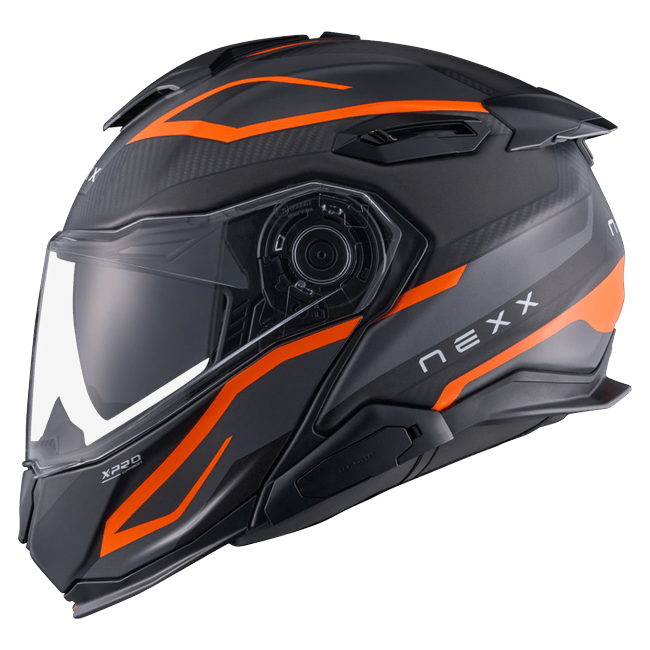Nexx X.LIFETOUR Pro Mile Orange Grey Touring Flip-Up Helmet – side view